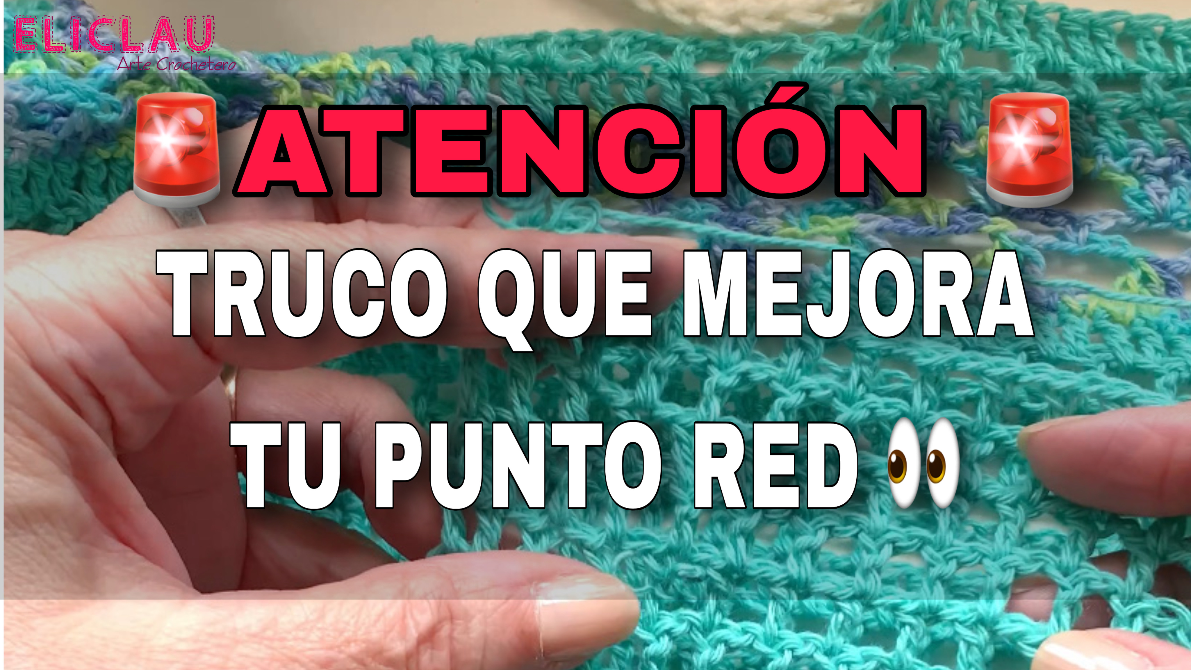 Manos tejiendo punto red en crochet y demostrando el truco que mejora el punto red para obtener un acabado prolijo.